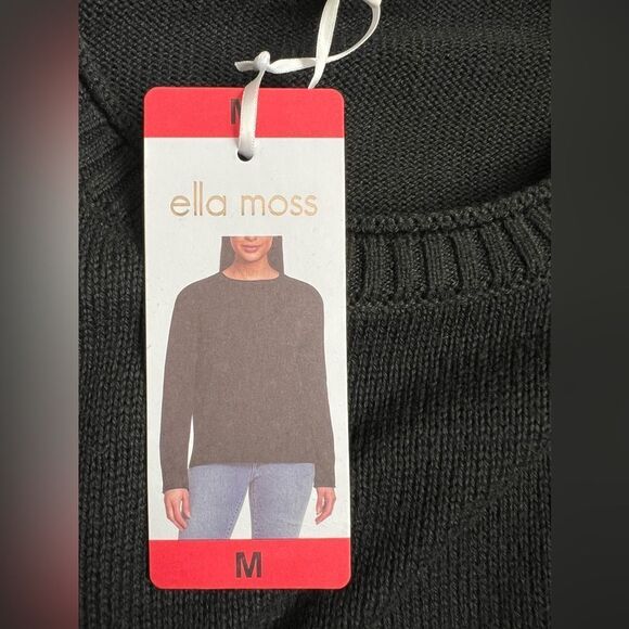 NWT Ella Moss Loos Fit Sweater Size M Black - Picture 2 of 13